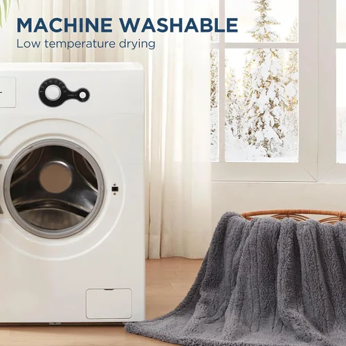 Vista 6 de Westinghouse Manta eléctrica tamaño individual, manta térmica Sherpa de felpa suave con 10 niveles de calefacción y 1-12 horas de apagado Gris oscuro