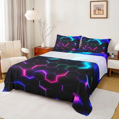 Vista 12 de Castle Fairy Juego de sábanas de motocross tamaño twin, juego de ropa de cama verde con diseño de panal ombré, decoración de habitación de niños
