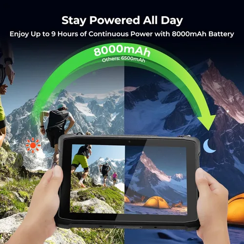 Vista 7 de MUNBYN 10.1 "Tablet resistente IRT11, Android 14, 8GB+128GB Tablet Android resistente con GPS, PC de trabajo al aire libre 700nits, IP65 impermeable