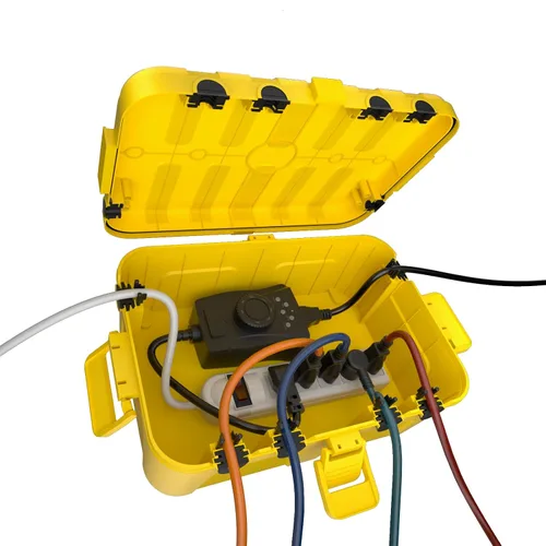 Vista 37 de IP55 Pequeña caja eléctrica al aire libre impermeable, para regleta Inner 5.9 x 3.2 x 1.8inch, Extension Cord Cover with Detachable Awning Covers
