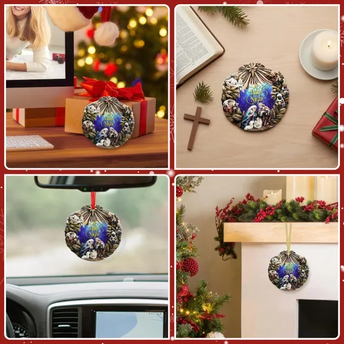 Vista 7 de GEEMBI Regalos cristianos de Navidad para mujeres y hombres – O Holy Night Adornos navideños de natividad de porcelana 3D 2025 – Regalos religiosos