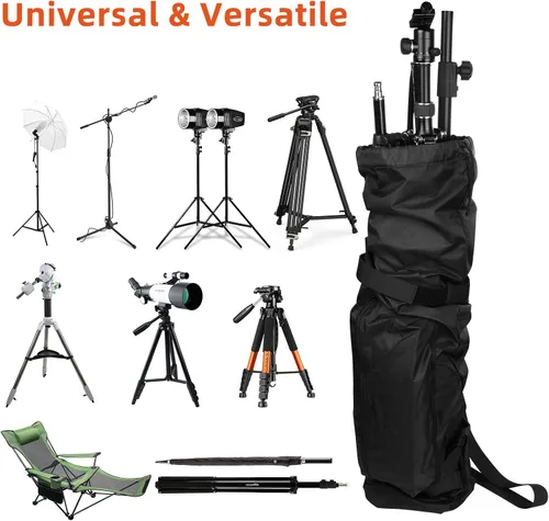 Vista 3 de Bolsa de transporte para trípode de hasta 45 pulgadas, bolsa de almacenamiento de trípode de nailon resistente con correa para el hombro, bolsa