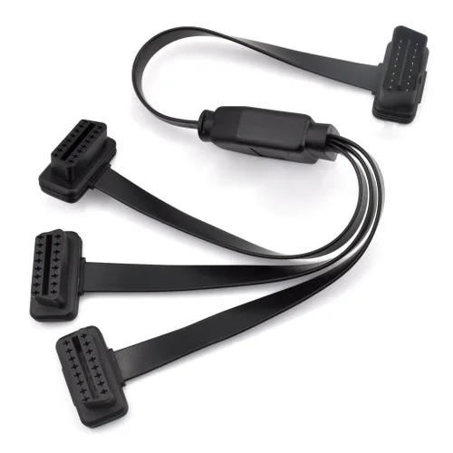 Vista 6 de iKKEGOL OBD2 OBDII 1 a 3 Perfil ultra bajo 16 pines macho a hembra Cable divisor Y Cable de extensión de diagnóstico 50 cm / 20