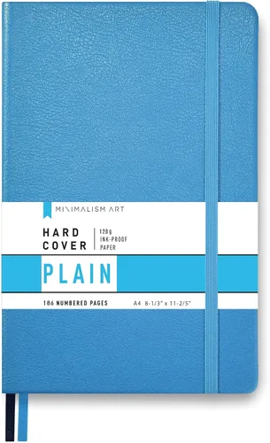Vista 30 de Minimalism Art, Premium Hard Cover Notebook Journal, X-Large Size, Master A4 8.3" x 11.4", 186 Numbered Pages, Gusseted Pocket, Ribbon Bookmark