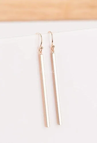 Vista 3 de Minimalist Rose Gold Plated Long Vertical Bar Drop Earrings - Hypoallergenic, Versatile Geometric Design Fashion Jewelry for Women by MJLULU