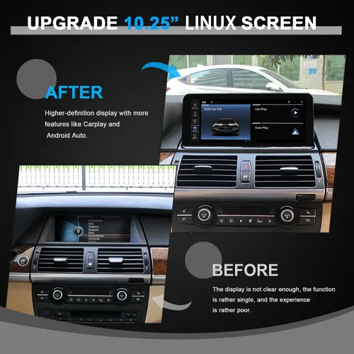 Vista 2 de PEMP 10.25" Pantalla Linux para BMW X5 X6 E70 E71 CIC 2010-2012