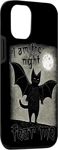 Vista 3 de Funda para iPhone 15 I Am The Night Fear Me Cute Black Cat Bat Punk Goth Grunge