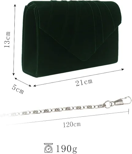 Vista 6 de ZIUMUDY Bolsos de embrague plisados sobre de terciopelo elegante de la boda de la noche de la cadena