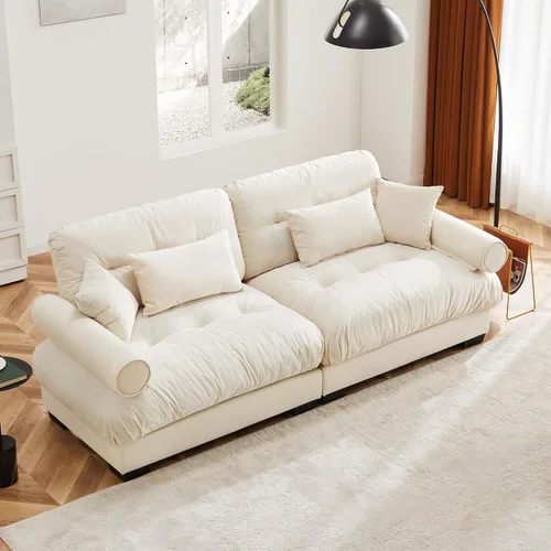 Vista 20 de Otomana beige para sofá modular modular, sofá individual, asiento otomano para sofá modular convertible, sofás de terciopelo para sala de estar