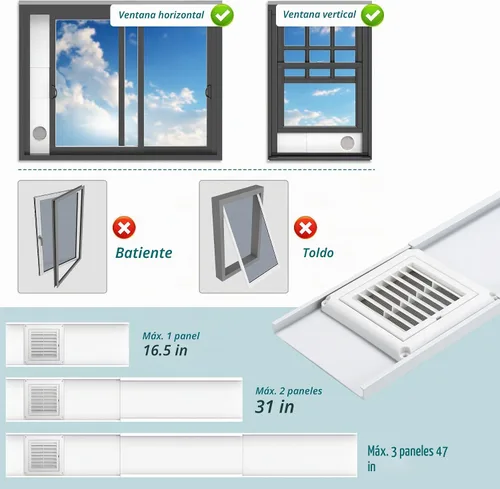 Vista 3 de Daisypower Kit de ventana de ventilación para secadora, kit de ventilación de ventana ajustable de 4 pulgadas con cubierta de ventilación
