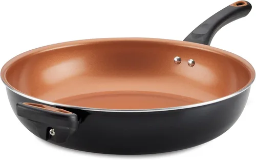 Vista 17 de Farberware Glide Ceramic Sartén Antiadherente / Sartén para Saltear / Sartén para Freír con Tapa y Mango Auxiliar - 4 Cuartos, Negro