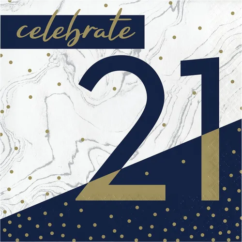 Vista 12 de Trendware Servilletas de cumpleaños número 18 azul marino y dorado, 48