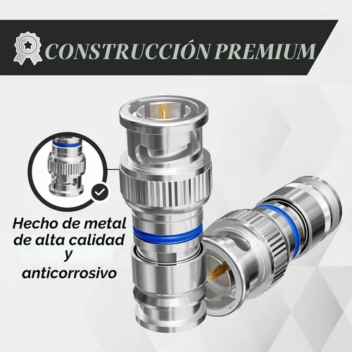 Vista 4 de THE CIMPLE CO - Conector de compresión BNC para cable coaxial RG6 - Conectores RG6 BNC macho para cámaras de seguridad, CCTV, SDI, HD-SDI - Extremos