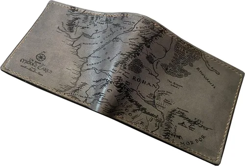 Vista 18 de Billetera vintage hecha a mano para hombre – Cuero auténtico plegable con grabado de mapa, regalo personalizable, Castaño, medio, Billetera plegable