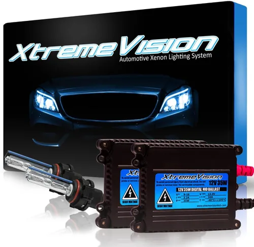 Vista 20 de XtremeVision H1 - Paquete de bombillas de xenón para faros delanteros de 10 K y 35 W DC, balasto delgado, 10000 K, azul oscuro, 1 par