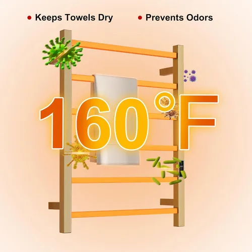 Vista 3 de Toalleros térmicos para baño, calentadores eléctricos de toallas para montar en la pared con temporizador y control de temperatura, calentador