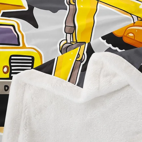 Vista 6 de Erosebridal Manta de forro polar con diseño de camiones y excavadoras, de 40 x 50 pulgadas, color amarillo, para niños, niños, adolescentes