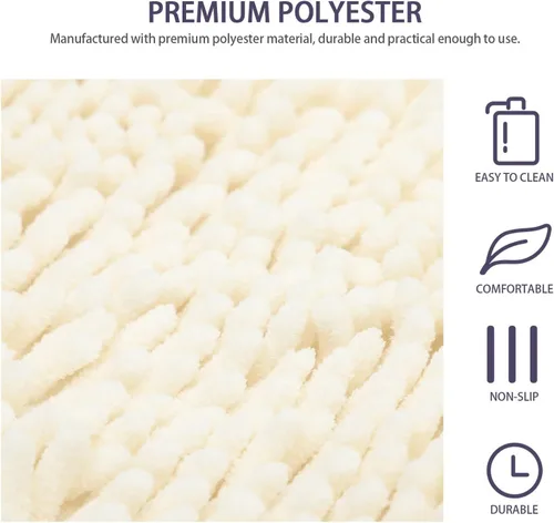 Vista 6 de NUOBESTY Tapete absorbente antideslizante para baño, tapete de ducha de poliéster absorbente de agua para bañera, cocina, suelo mojado, blanco