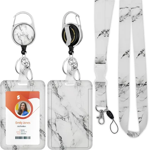 Vista 14 de Soporte para tarjetas de identificación con cordón, soporte retráctil para tarjetas de identificación, correa desmontable para el cuello con carrete