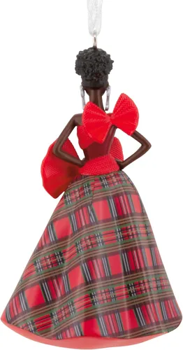 Vista 2 de Hallmark Mattel - Adorno navideño de Barbie afroamericana