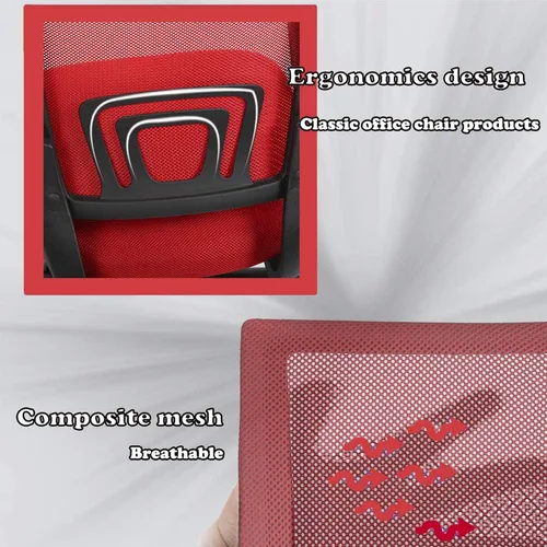 Vista 5 de Silla de oficina barata, silla ergonómica de escritorio para computadora con ruedas, reposabrazos y soporte para la espalda, respaldo medio, silla