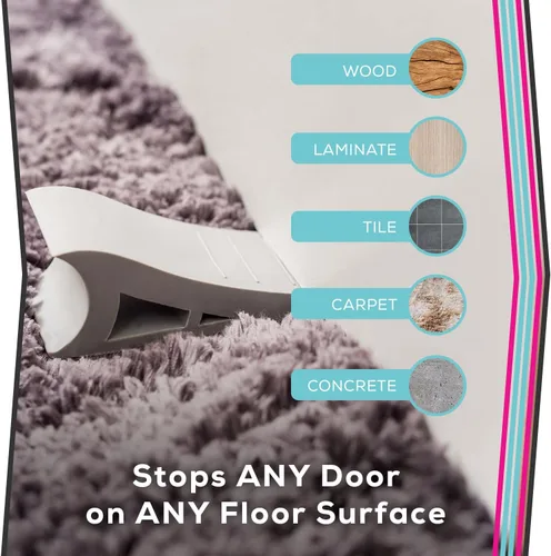 Vista 6 de Quality Clever Tope decorativo de goma para puerta, alto y ajustable para adaptarse a todas las puertas, base estable sólida, fácil de mover sin