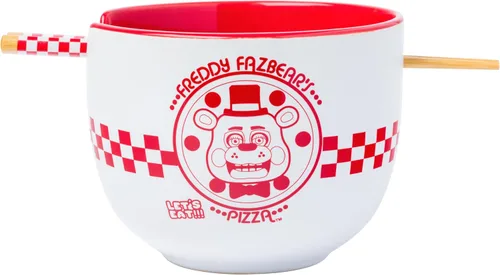 Vista 36 de Silver Buffalo Strawberry Shortcake - Tazón de cerámica vintage para ramen con palillos, apto para microondas, 20 onzas