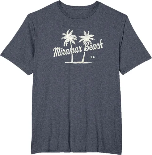 Vista 68 de Miramar Beach Florida Vintage 70s Palm Trees - Camiseta gráfica, Azul / Patchwork, S