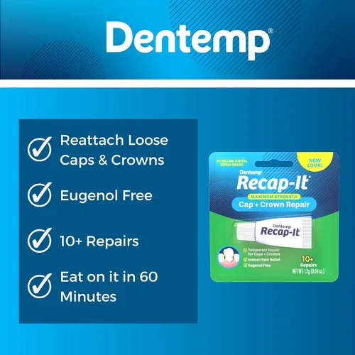 Vista 4 de Recapit Reparación dental de tapa suelta, 8 reparaciones por tubo (paquete de 11)