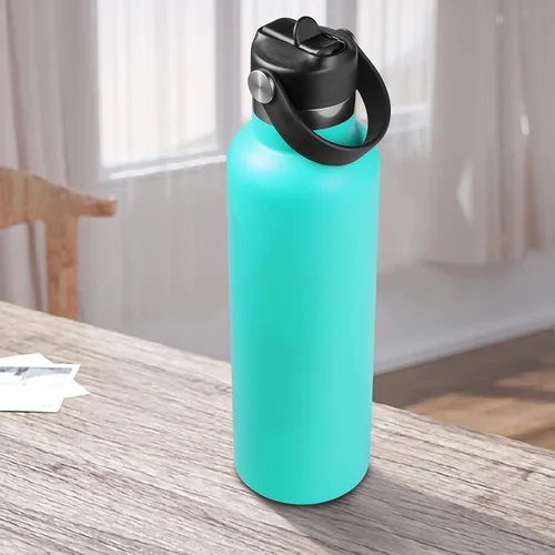 Vista 2 de Tapa de popote compatible con botella de agua de boca estándar de 24 onzas y 21 onzas, tapas con popote para botellas de agua Hydroflask, parte