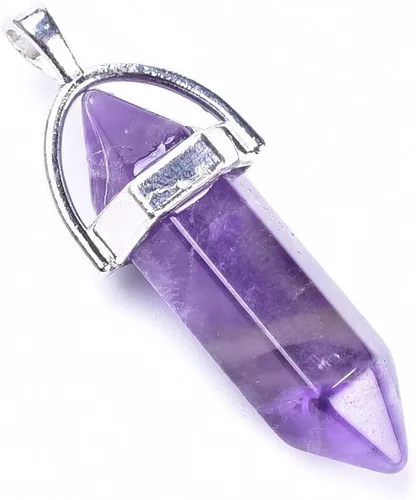 Vista 2 de Dije de bala de piedra de cuarzo auténtico, colgante de chakra de reiki, dijes de cristal a granel para fabricación de joyas 10 piezas amatista