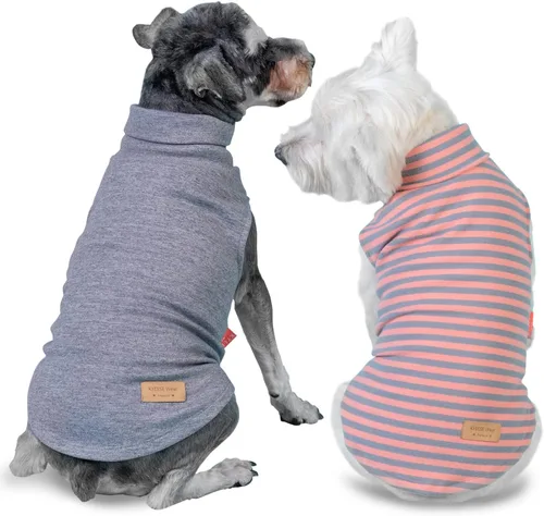 Vista 25 de KYEESE Paquete de 2 suéteres para perro, abrigo para mascotas, cuello alto, ropa elástica para perros, suéteres súper suaves para perros pequeños 1#