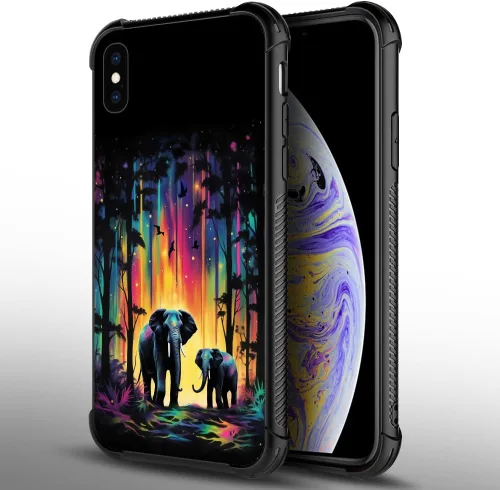Vista 9 de Funda compatible con iPhone XR, diseño de elefantes africanos para niñas, diseño de patrón a prueba de golpes, antiarañazos, carcasa trasera
