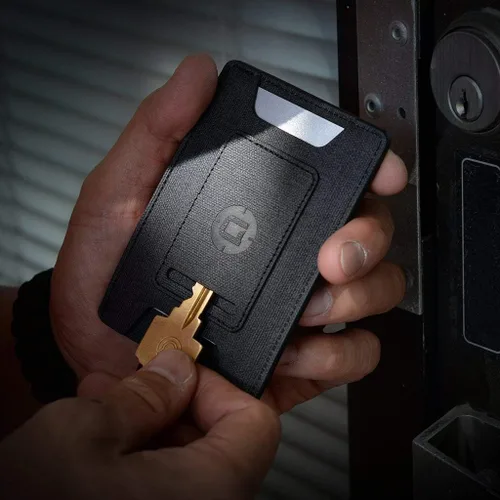 Vista 9 de Dango S1 Stealth Wallet - Negro azabache, material DTEX duradero, resistente al agua, bloqueo RFID, fabricado en Estados Unidos, Negro DTEX, m