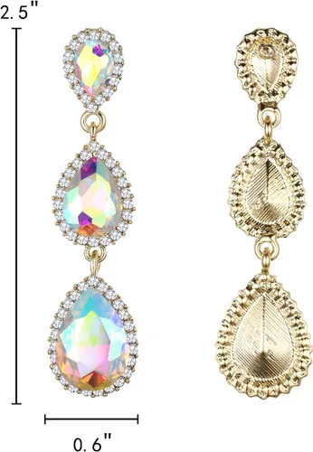 Vista 88 de EleQueen Pendientes de cristal austriaco en tono dorado para mujer, forma de pera de 2.5 pulgadas, color esmeralda