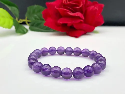 Vista 6 de Pulsera elástica con cuentas de amatista natural, Gema, Amatista