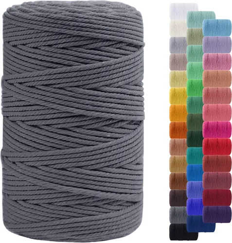 Vista 35 de Cordón de macramé de 0.079 pulgadas, cuerda de algodón natural de 109 yardas, hilo de cuerda de macramé para manualidades, ganchos de pared