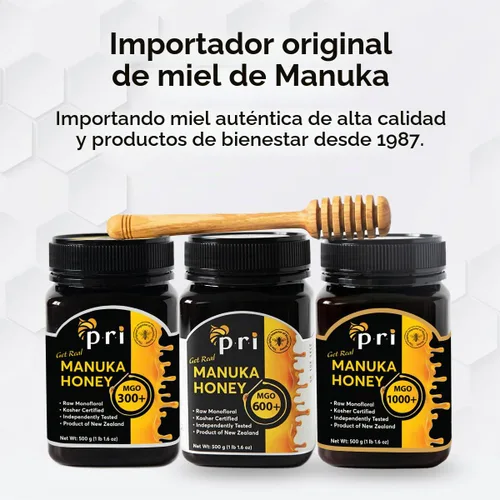 Vista 5 de Miel de Manuka P.R.I, MGO 300+, 1.1 lb (500 g) Miel Cruda de Manuka de Nueva Zelanda Miel monofloral de Nueva Zelanda de potencia elevada