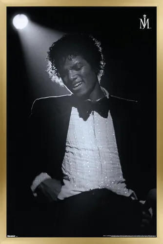 Vista 15 de Trends International Michael Jackson - Póster de pared Spotlight, 22.4 pulgadas de largo x 14.7 W, versión enmarcada en madera de granero Versión