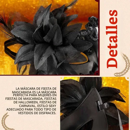 Vista 4 de Máscaras de Mascarada Florales Máscaras de Encaje Venecianas Máscaras de Halloween Mardi Gras para Mujeres