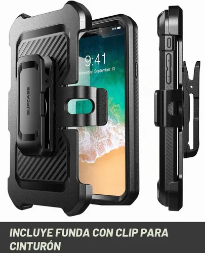 Vista 5 de SUPCASE Funda para iPhone Xs Max (6.5 pulgadas) con protector de pantalla Negro