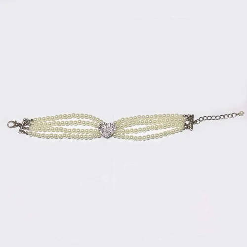 Vista 3 de Collar de perlas para perros, collar de boda para perros pequeños con dije de corazón de diamantes de imitación, accesorios de ropa para cachorros