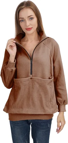 Vista 3 de ALYC Sudadera para transportar mascotas para mujer, diseño de perro y gato, sudadera con bolsa de canguro suave
