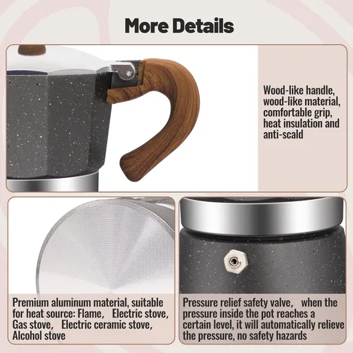 Vista 78 de Cafetera clásica de aluminio para 3 tazas Azul