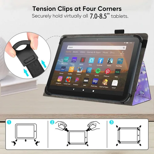 Vista 7 de Funda universal para tablet Android de 7 y 8 pulgadas, delgada, plegable, para todas las tabletas con pantalla táctil de 7 a 8.5 pulgadas