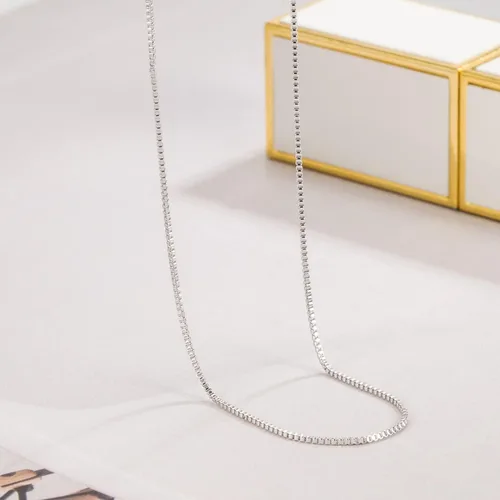 Vista 8 de Dankadi - Collar italiano de plata de ley 925 para mujer de 0.9 mm, cadena de caja, cadena rolo de 1.3 mm, cierre de garra de langosta - Cadena