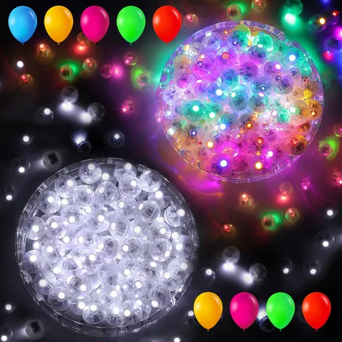 Vista 10 de AIKEI 50 globos de luz LED, mini bolas de luz, tiempo de espera prolongado, impermeable, luz LED para farol de papel, Pascua, Halloween, Navidad
