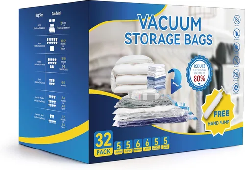 Vista 12 de 12 bolsas de almacenamiento de compresión jumbo, bolsas de almacenamiento al vacío, bolsas ahorradoras de espacio para edredones, mantas, ropa