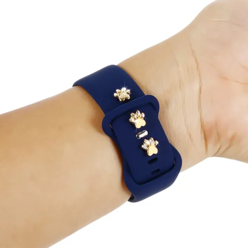 Vista 5 de 3 piezas de clavos decorativos de metal brillante compatibles con Apple Watch Band 45/44/42/41/40/38mm bandas de silicona para mujeres iWatch Series