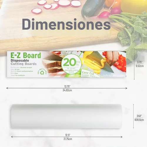 Vista 2 de Mind Reader E-Z Board Tabla de cortar desechable de plástico, 20 pies cuadrados, fácil de limpiar y de uso conveniente, ideal para camping, caza